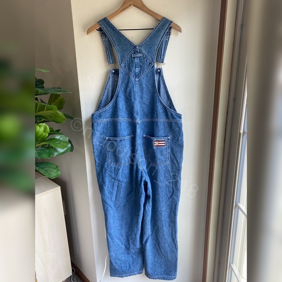 Vintage Overalls size Large women’s Embroidered American Flag Straight Leg L - Picture 6 of 12